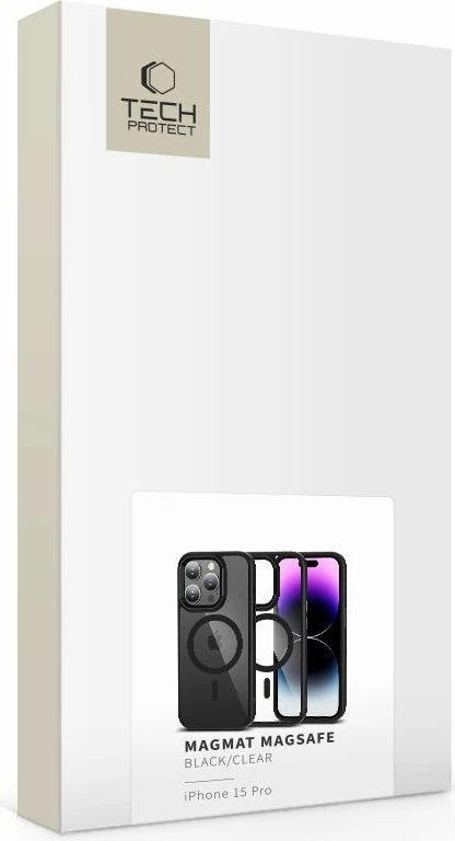 Mbështjellës Tech-Protect MagMat MagSafe për iPhone 15 Pro, Transparent/Black