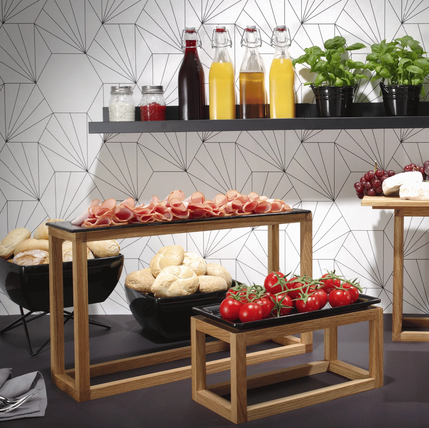 Tabaka qelqi buffet, Fine Dine, Vetro GN 1/2, e zezë