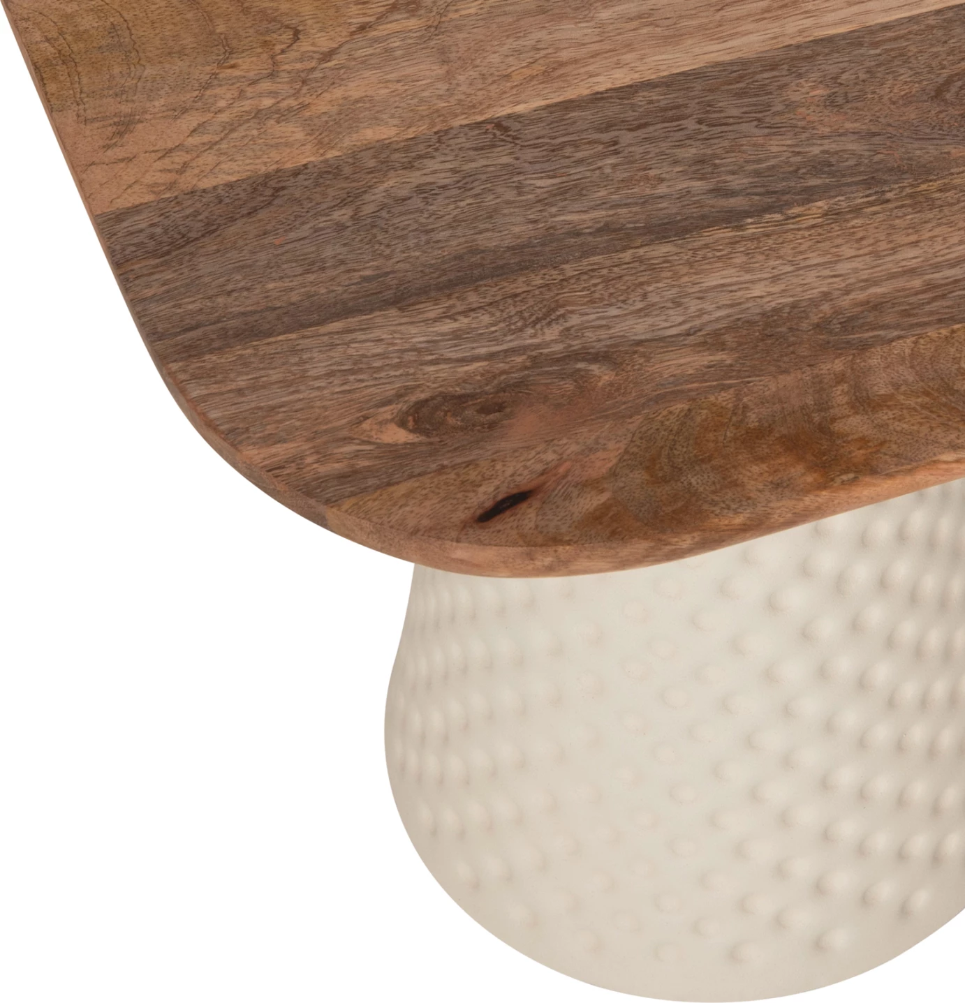 Tavolina kafeje 2 copë GOLFER, bazë metalike, ngjyrë fildishi, sipërfaqe mango katrore