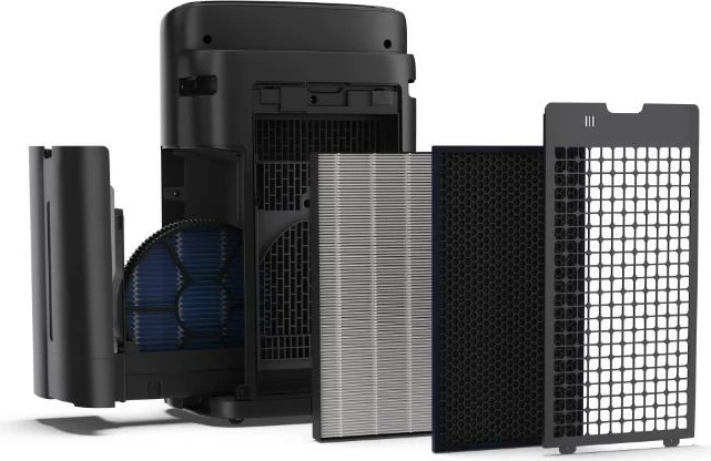 Pastrues ajri me lagështim, Sharp UA-KIN42E-H, për dhoma deri 28 m², depozitë 2.7 L, Plasmacluster Ion 25000, i zi