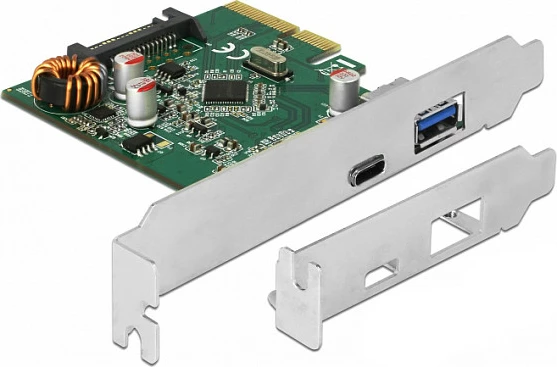 Kartë zgjerimi PCIe DeLOCK 90299, 2x USB 3.2 Gen2 (Type-A + Type-C), 10 Gbit/s