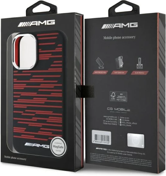 Mbështjellës Mercedes AMG Silicone Graphics MagSafe për iPhone 16, i zi