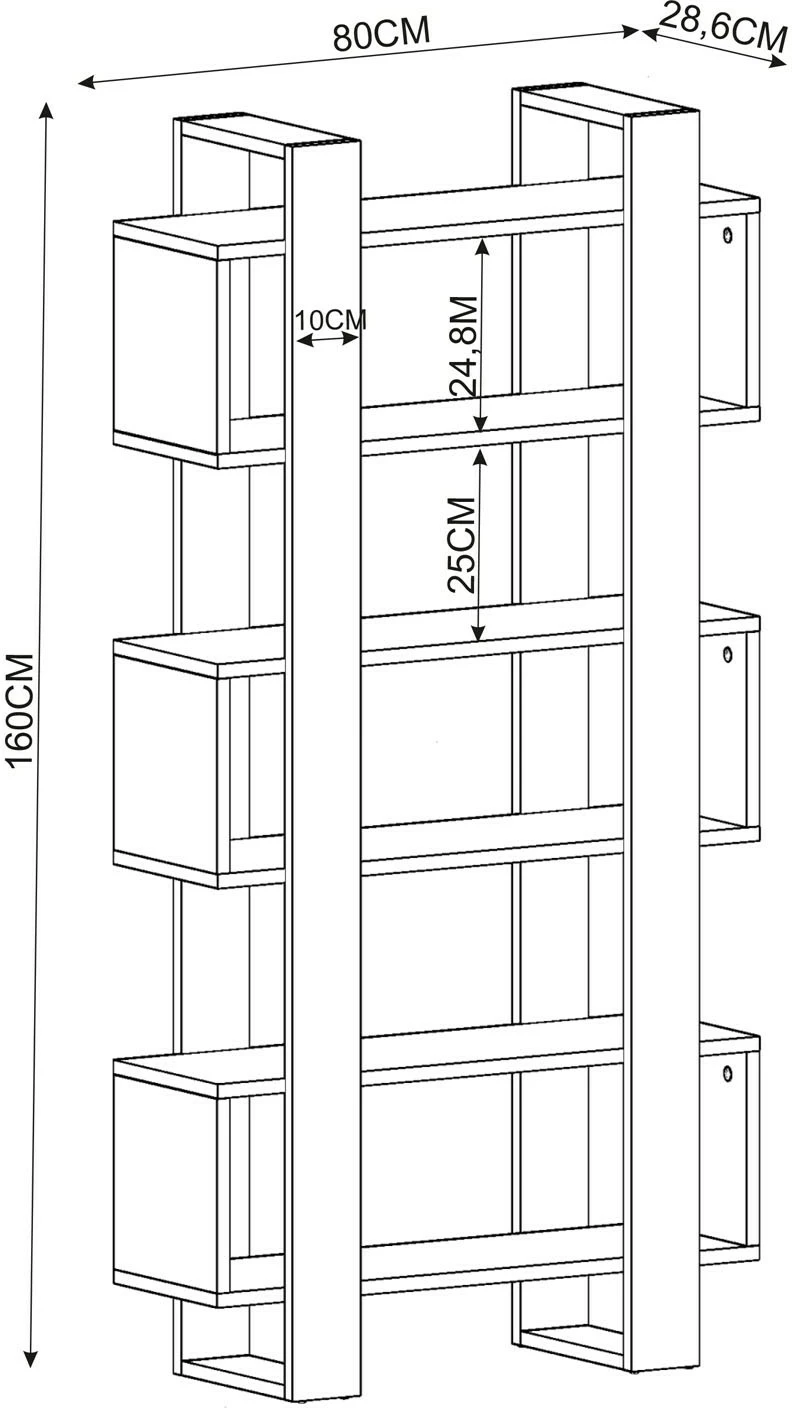 Raft librash Hanah Home, Milano, ngjyrë arre dhe antracit