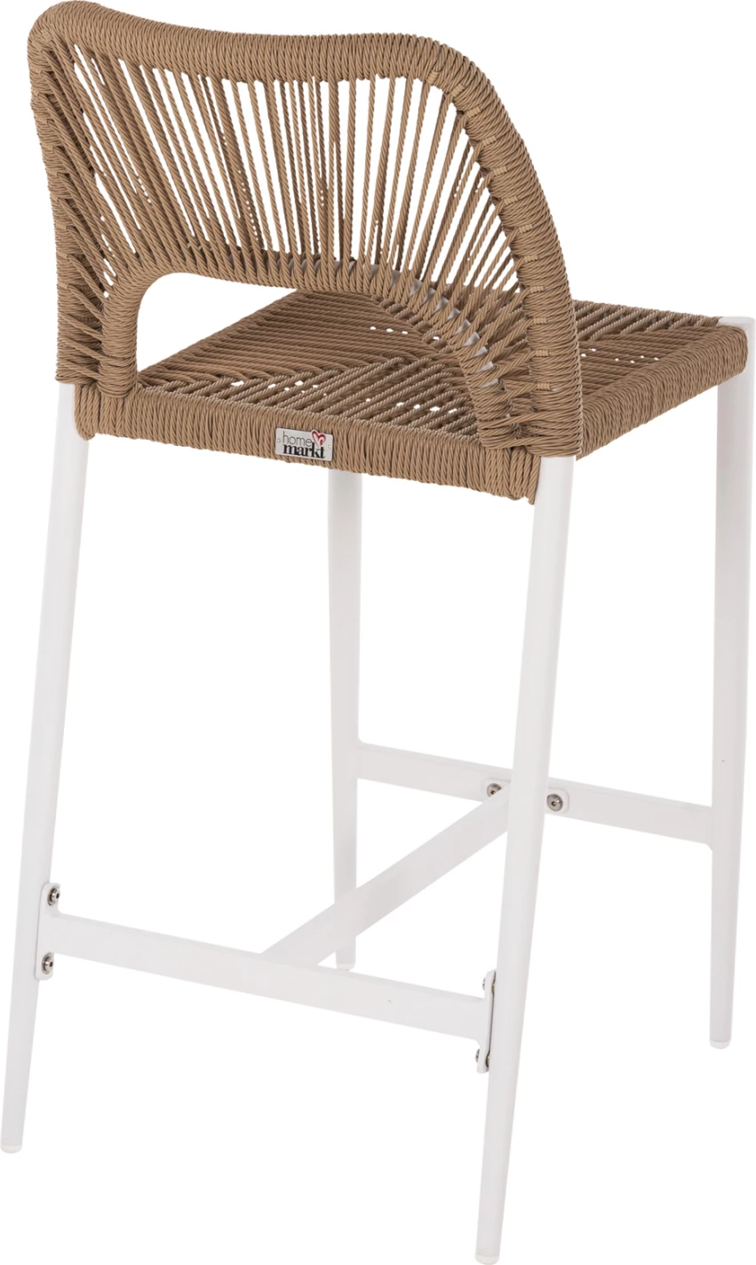 Karrige për bar, lartësi mesatare, FH5920.01, alumin i bardhë me ratan sintetik bezhë, 46x58x95H cm