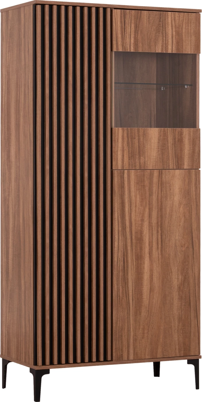 Vitrinë ekspozuese seri HARRY FH18011.01 melaminë ngjyrë druri natyral-e zezë 90x40x185Hcm.