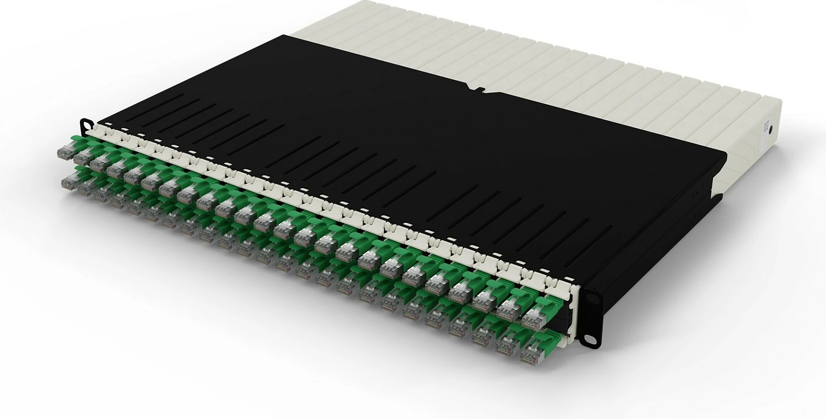 Sistem menaxhimi kabllash PATCHBOX patchbox.one 8RU, 24x kabllo LAN Cat6a STP 0.8m, i gjelbër