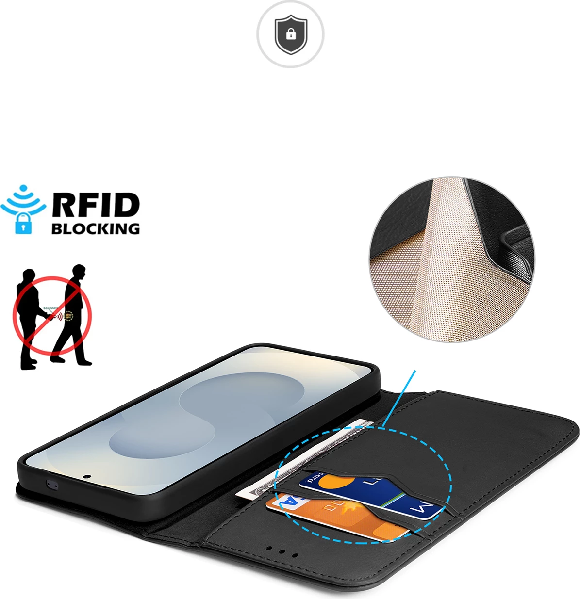 Mbështjellës Dux Ducis Hivo për Samsung Galaxy S25 Edge, me kapak, RFID, i zi