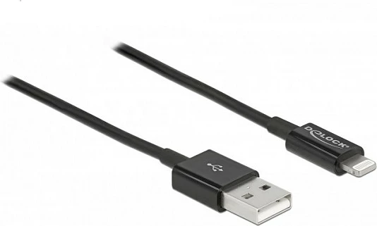 Kabllo USB DeLOCK Lightning në USB-A, 1 m, 3A, e zezë