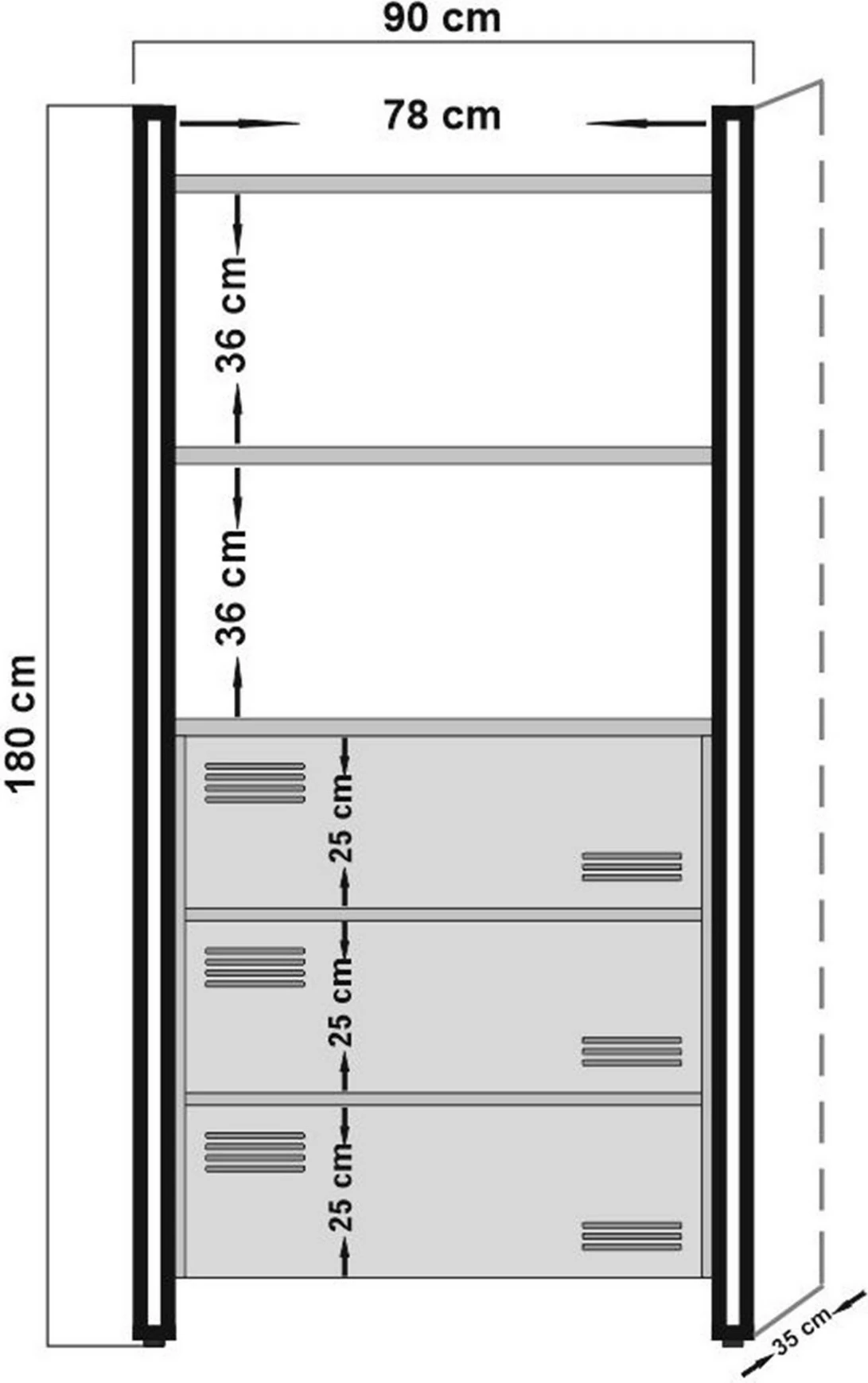 Raft librash industrial Cosmo Cortex, ngjyrë Atlantic Pine dhe e zezë, Hanah Home