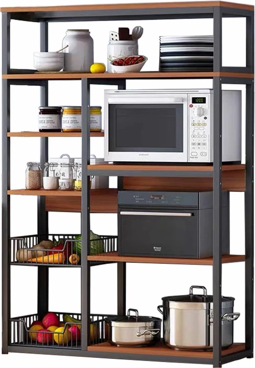 Njësi rafti dyshemeje Leena metalike ngjyrë zezë-arrë 80x30x142cm