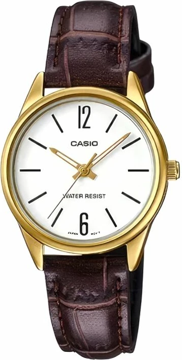 Orë dore femra Casio LTP-V005GL-7BUDF, kafe/ari, me kuti