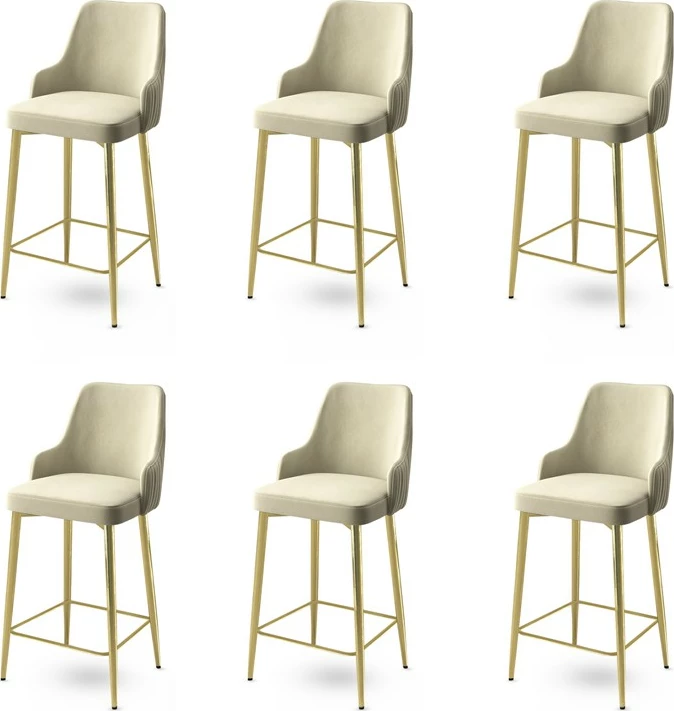 Set karrigesh për bar (6 copë), Hanah Home, Enox, krem dhe ari