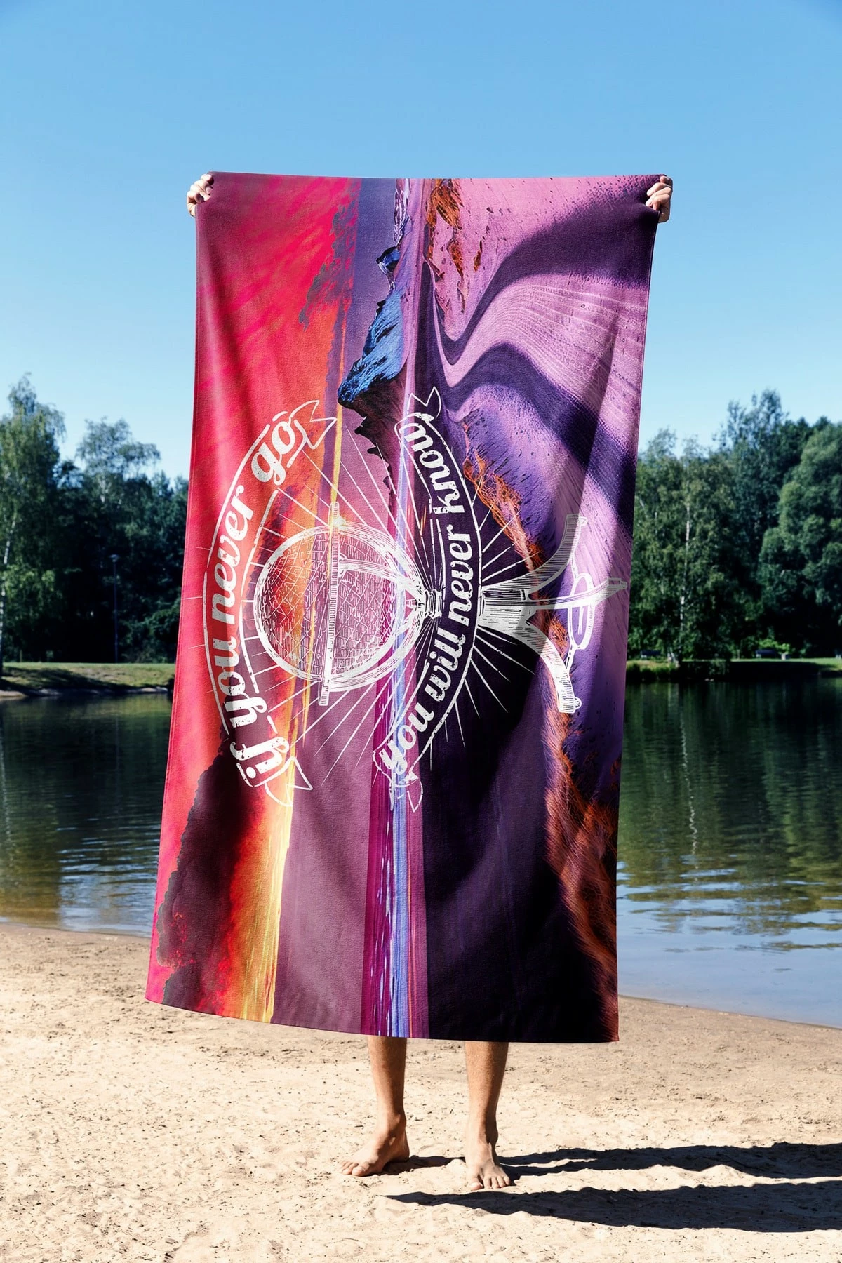 Peshqir plazhi Mijolnir, You Will Never Know, 90x150cm, shumëngjyrësh