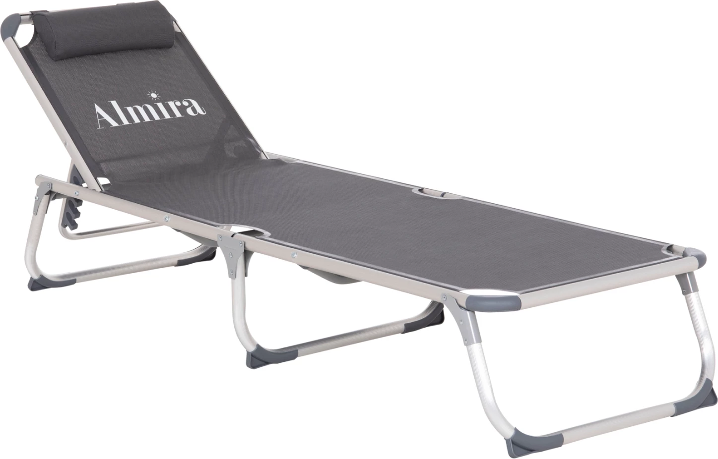 Shezlong plazhi i rëndë, alumin, tekstilene gri, ALMIRA FH5054.10, 187x59x78cm