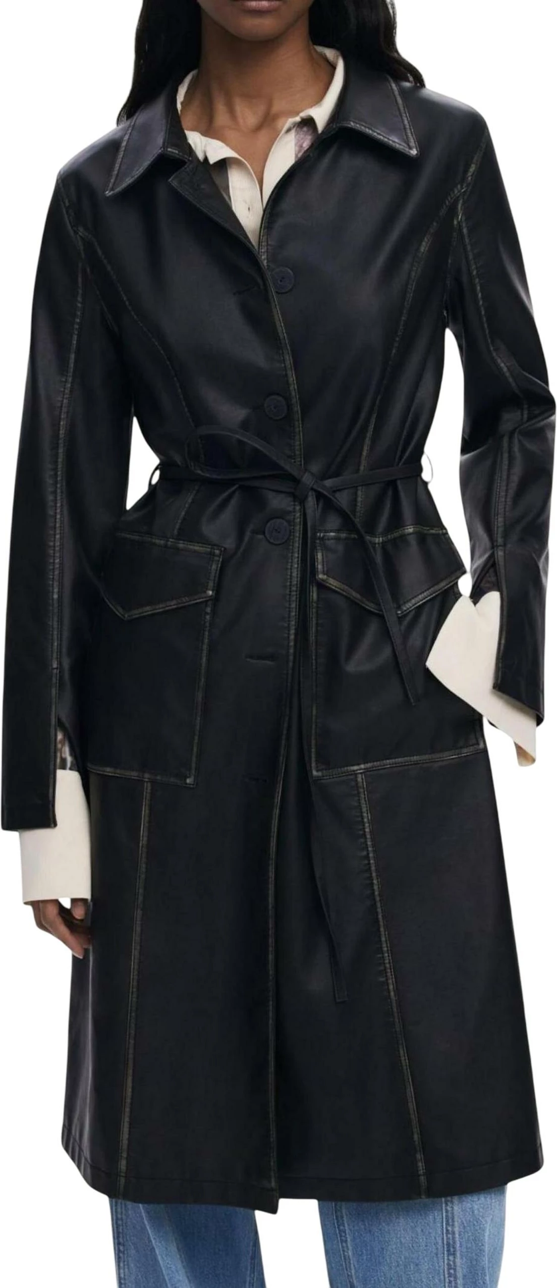 Pallto trench për femra Desigual CHAQ_LILLY 25WWEW33, e zezë