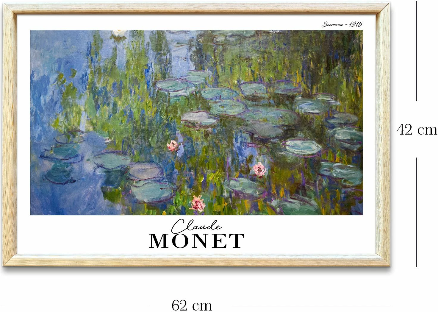 Pikturë dekorative me kornizë, Monet, shumëngjyrëshe, 42x62cm