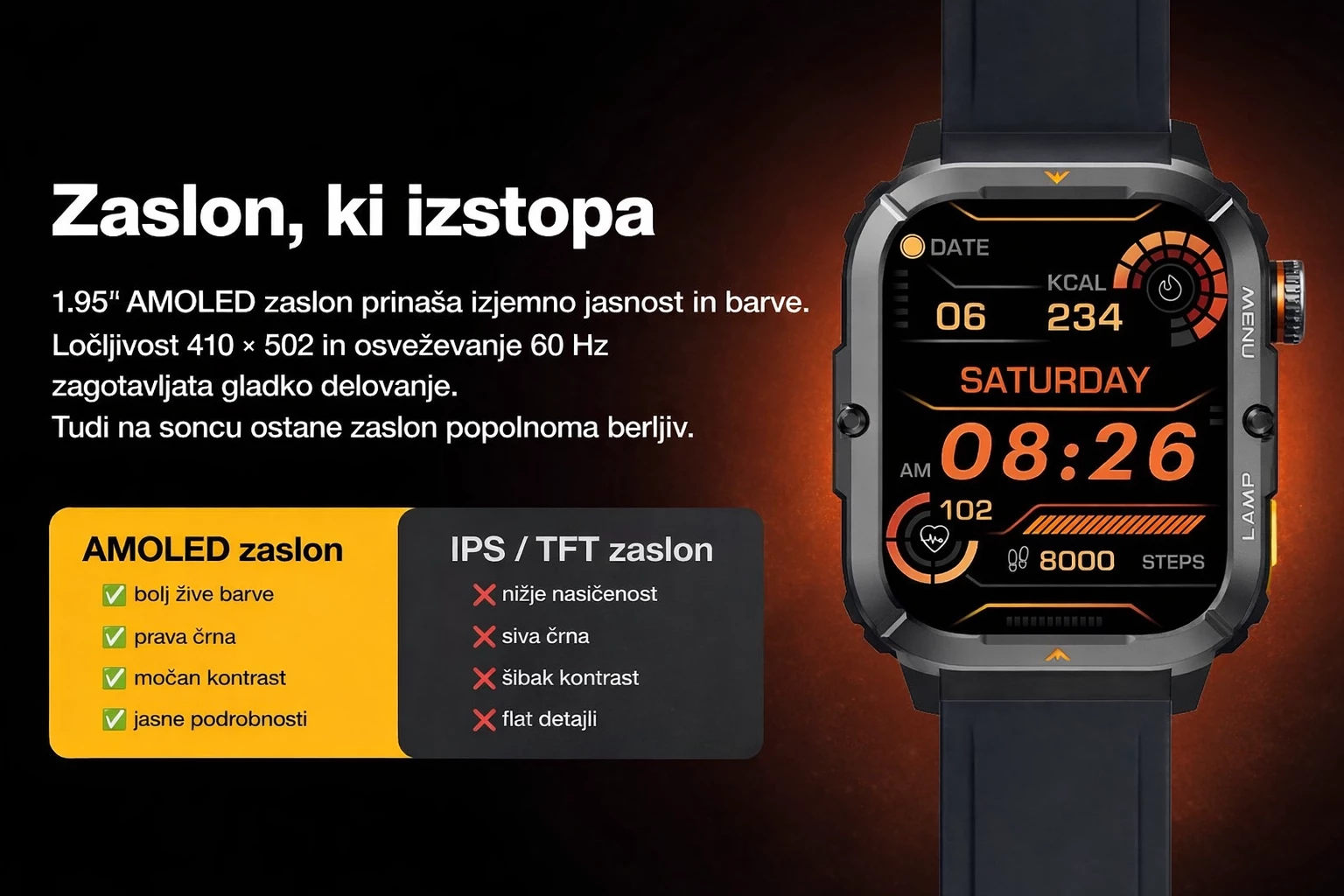Smartwatch AGM Legion 3, 1.95" AMOLED, GPS, 500 mAh, 5ATM/IP68, MIL-STD-810H, Bluetooth thirrje, e zezë