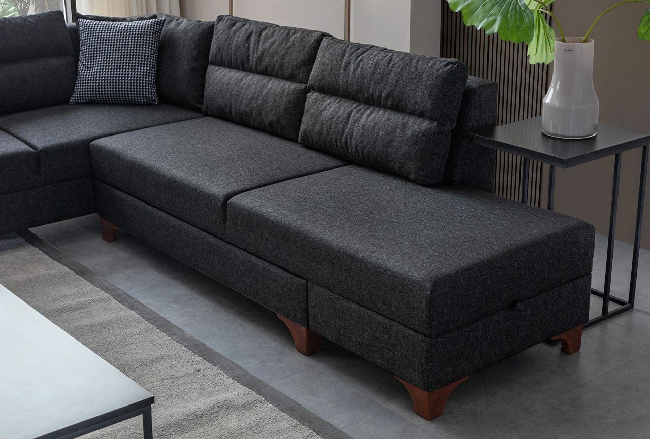 Kënd divan-krevat, ngjyrë antracit, Atelier del Sofa, Tloft majtas