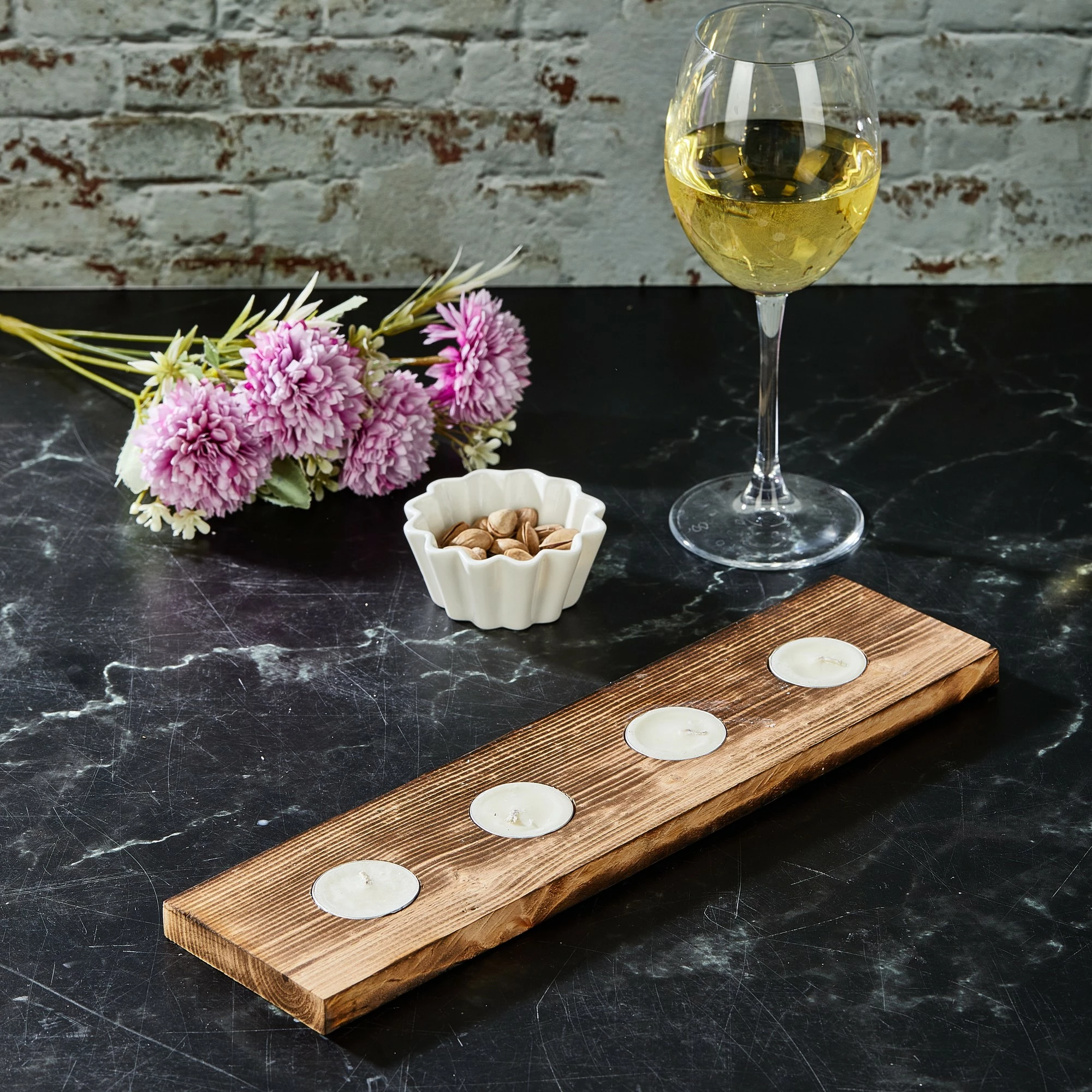 Mbajtës druri për qirinj të vegjël, ngjyrë natyrale, Aberto Design, Tealight N