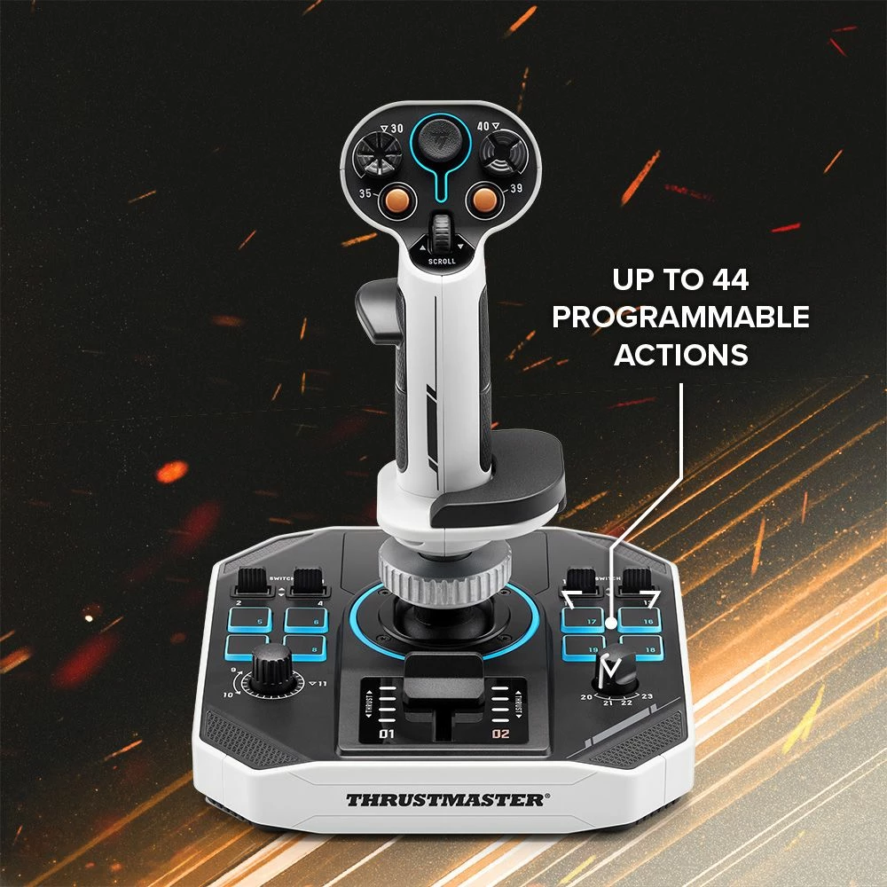 Joystick fluturimi Thrustmaster SOL-R 1 për PC, 44 funksione, H.E.A.R.T. 16-bit, RGB, bardhë/zi