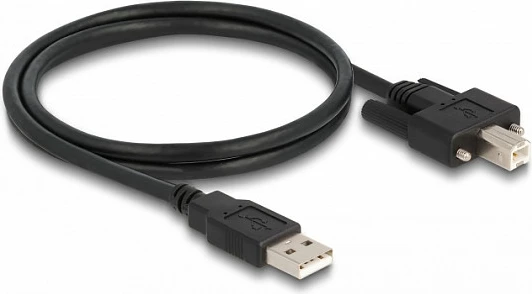 Kabllo USB DeLOCK USB 2.0 Type-A në Type-B me vida, 1 m, e zezë