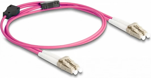 Kabel optik DeLOCK LC Duplex-LC Duplex OM4 Multimode 1 m, i blindum me metal, vjollcë