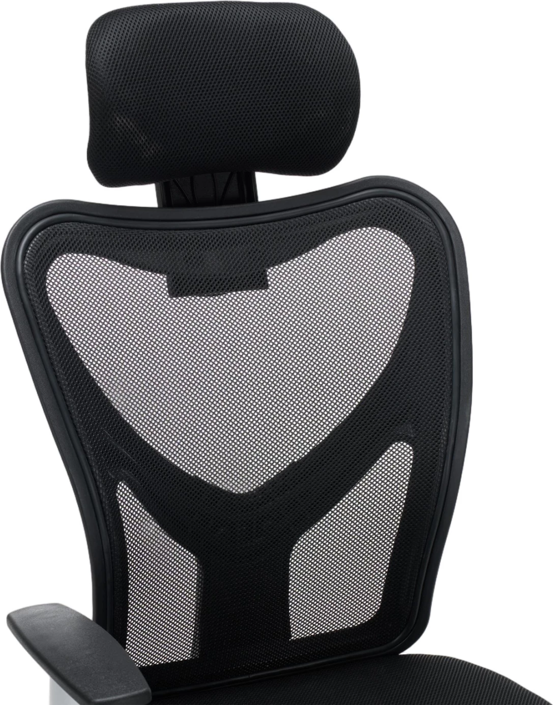 Karrige zyre CUORE, material rrjetë e zezë, kornizë e zezë, bazë kromi, 63x61x125cm