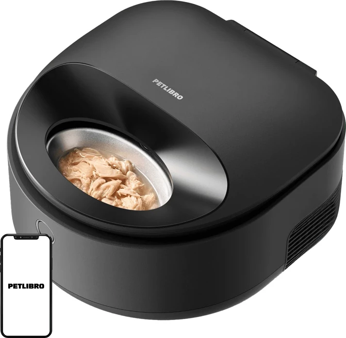 Dispenser smart ushqimi të lagësht për kafshë, Petlibro Polar PL-AF109-31B, Wi‑Fi 2.4GHz, 3 vakte/3 ditë, 200 ml/ndarje, i zi