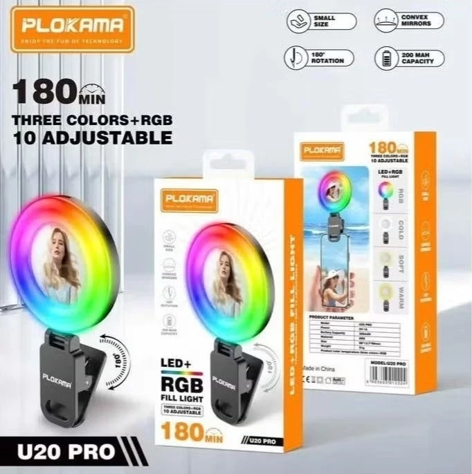 Dritë Unaze LED RGB për Telefon dhe Streaming – Plokama U20 Pro