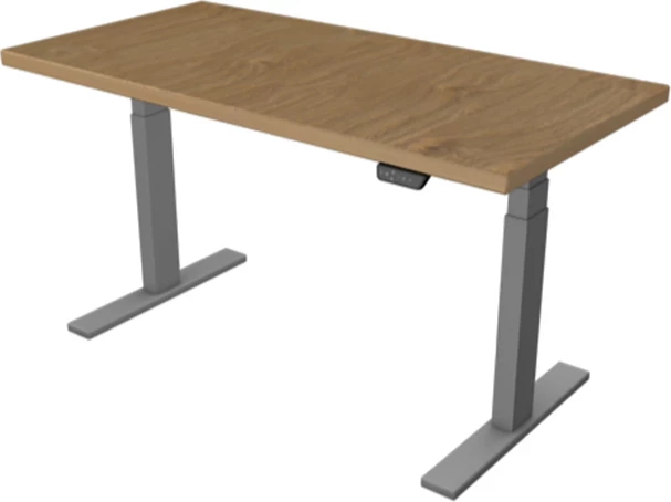 Tavolinë sit-stand UVI Desk Standard MPN 065031161288, 139x68x3.8 cm, lartësi 62-128 cm, ngarkesë 125 kg, set kornizë + pllakë, Gri/Natural Oak