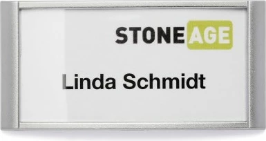 Badge emri Durable 8540-23, landscape, 65x30mm, set 10 copë, ngjyrë argjendtë