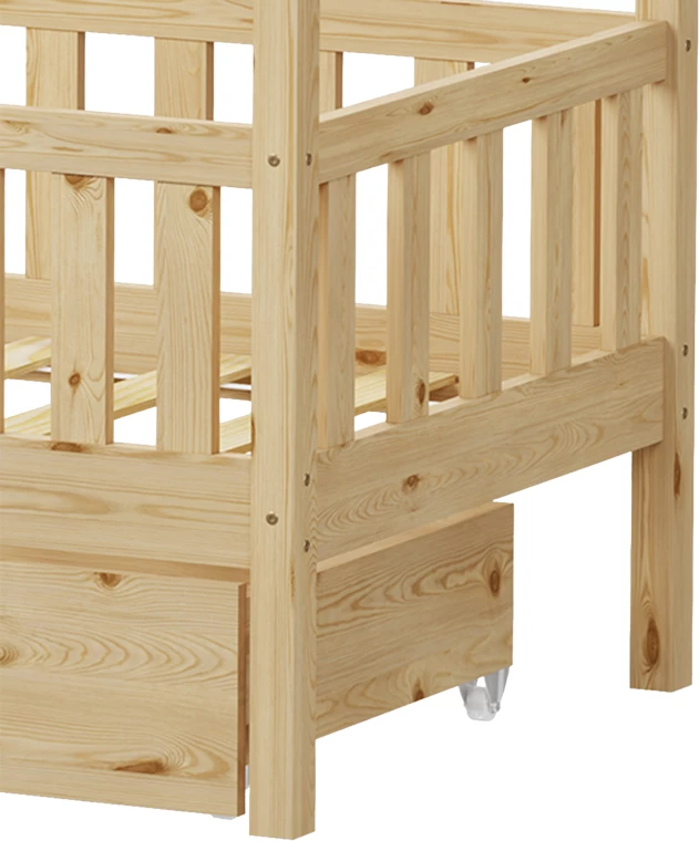 Krevat fëmijësh Montessori Bendina me sirtar dru pishe, ngjyrë natyrale, 70x140cm