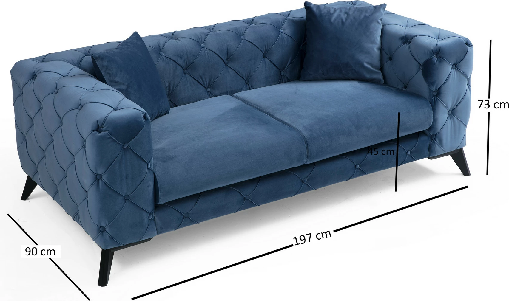 Divan dy ulëshe, ngjyrë kaltër, Como, Atelier del Sofa