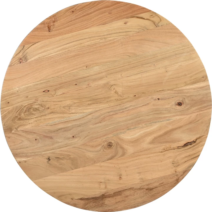 Tavolinë kafeje Coffelty Inart, metal e bardhë-dru akacie, D90x40cm