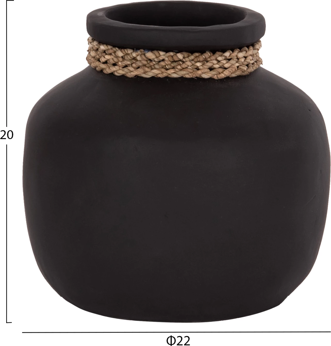 Vazo dekorative tavoline CAMMER, terrakotë, e zezë, FH4687.01S, 22x20cm