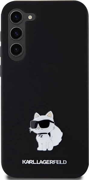 Mbështjellës Karl Lagerfeld Silicone Choupette Metal Pin për Samsung Galaxy S24+, i zi