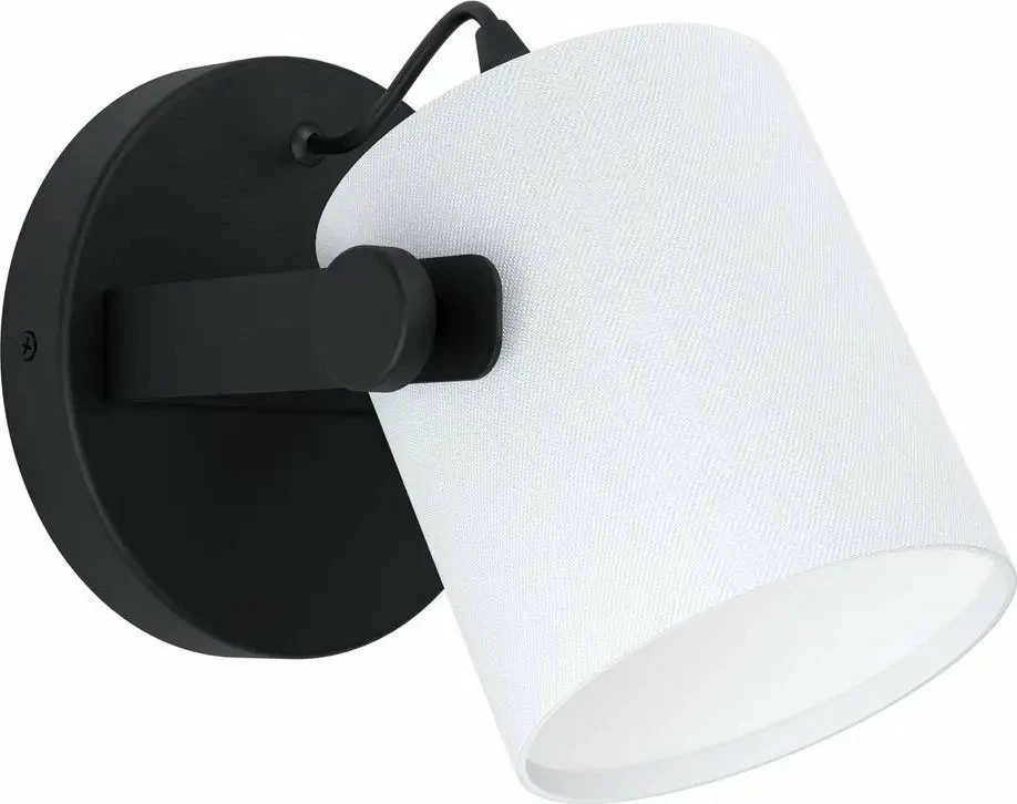 Aplikë muri EGLO Hornwood 1, E27, 1x28W, IP20, montim në sipërfaqe, zezë/bardhë