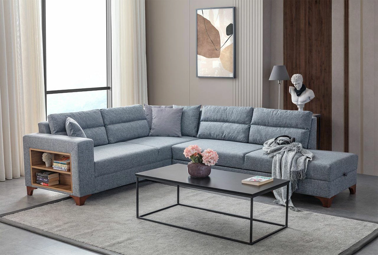 Kënd-sofë krevate Atelier del Sofa, Tloft majtas, ngjyrë gri