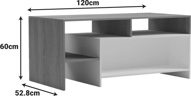 Tavolinë kafeje Consa, sonoma-e bardhë, 120x60x52.8cm
