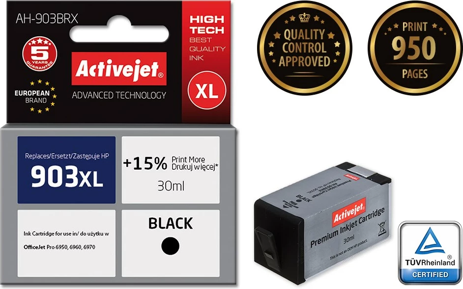 Ngjyrë zëvendësuese Activejet AH-903BRX për printer HP, 30ml, e zezë