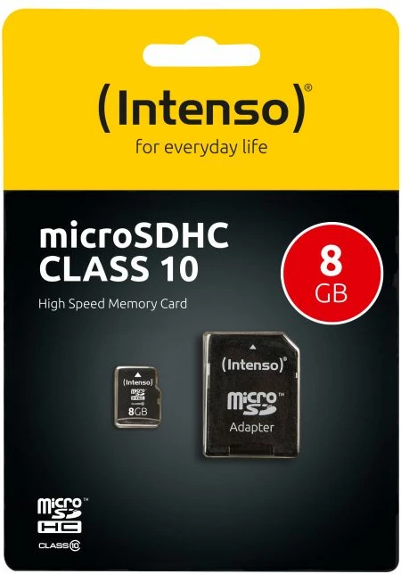 Kartelë memorie microSDHC Intenso microSD Card Class 10 8GB 25MB/s me adapter SD