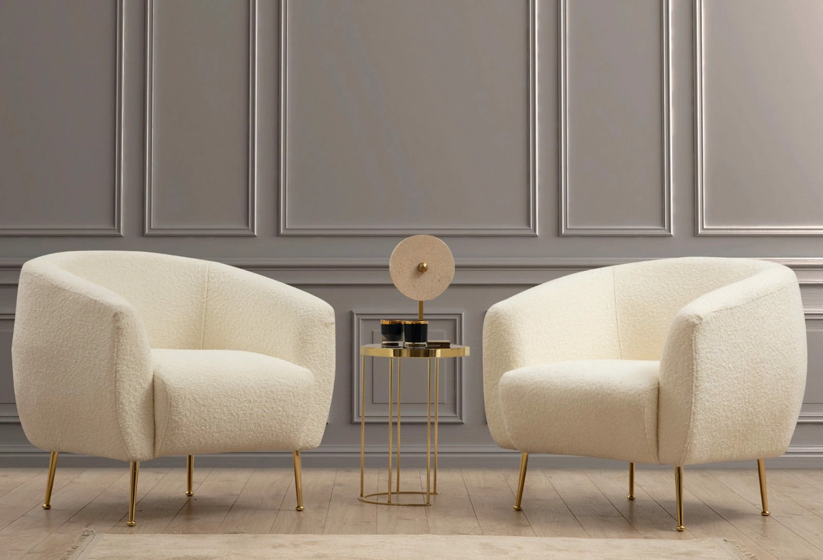 Karrige Wing Atelier del Sofa, bouclette krem Eses