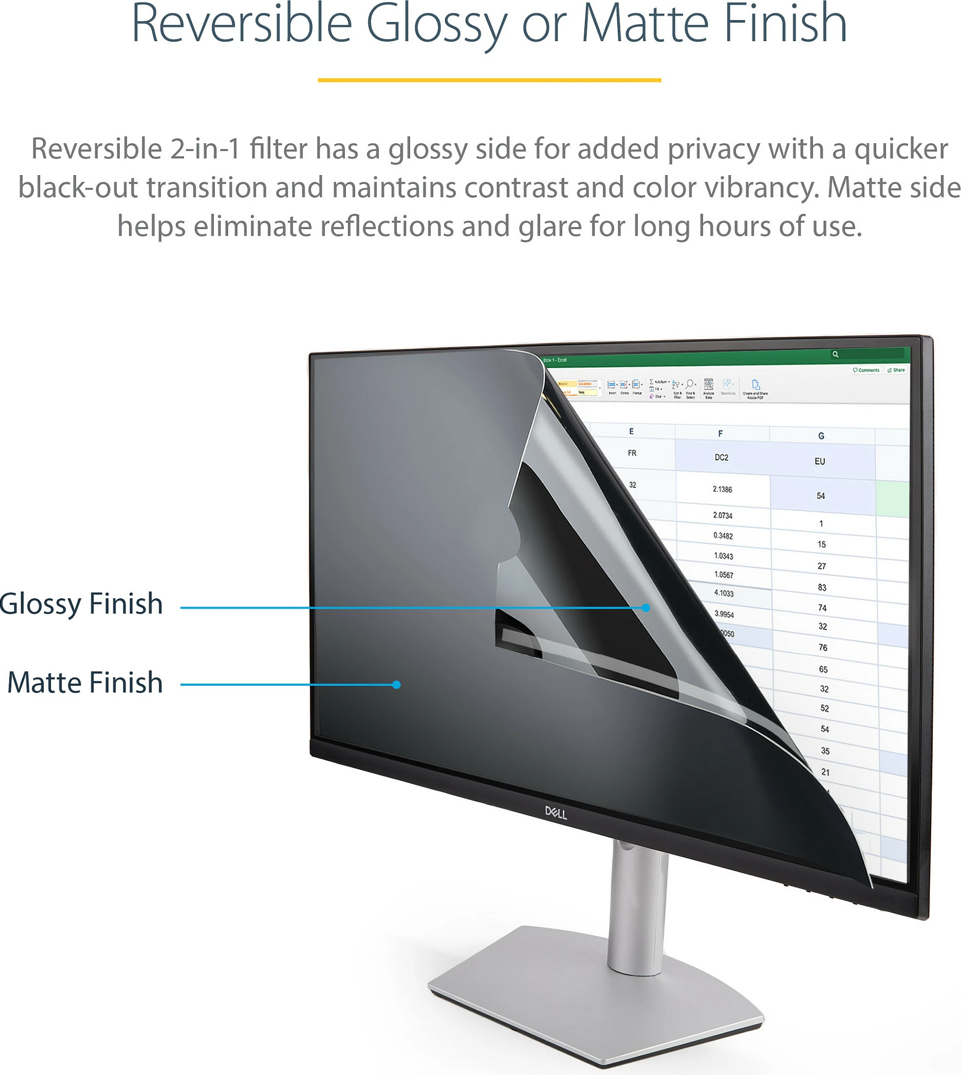 Filtër privatësie për monitor StarTech PRIVSCNMON32, 32", 16:9, anti-glare, filtër dritë blu, transparent