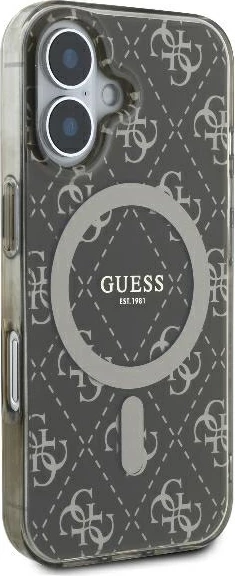 Mbështjellës Guess IML 4G Background MagSafe për iPhone 16, Kafe