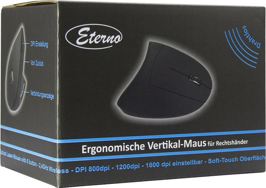Maus vertikal Inter-Tech AC KM-206R, wireless 2.4GHz, 1600 DPI, i zi