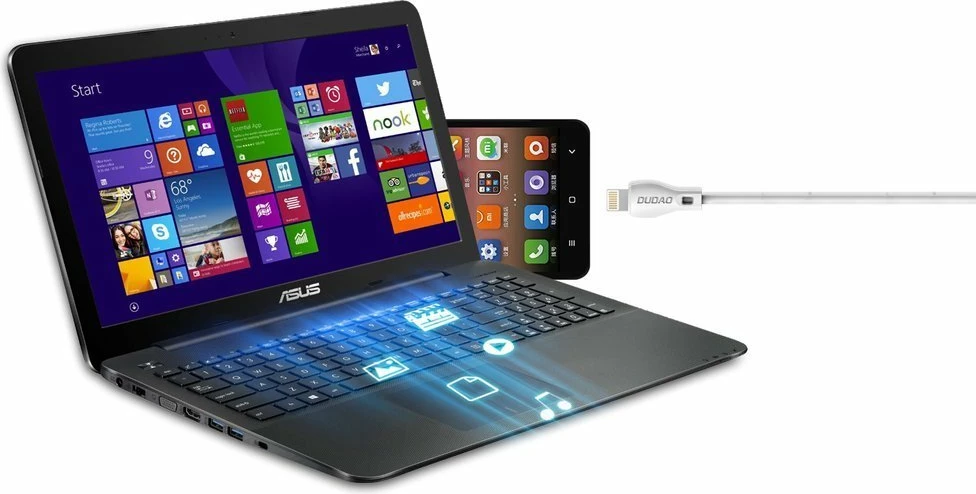 Kabllo Dudao L4T, USB në Type-C, 2m, 2.1A, e bardhë