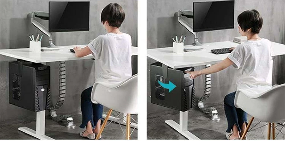 Mbajtës CPU TECHly ICA-CS 66, nën tavolinë, Metal, i Zi