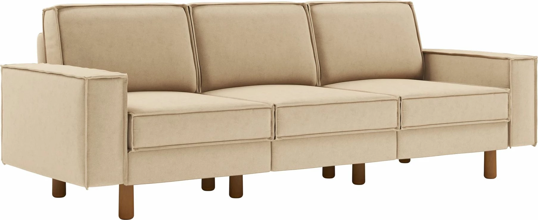 Divan treshe, ngjyrë rërë, këmbë druri arre, Atelier del Sofa Sparrow Extra 3
