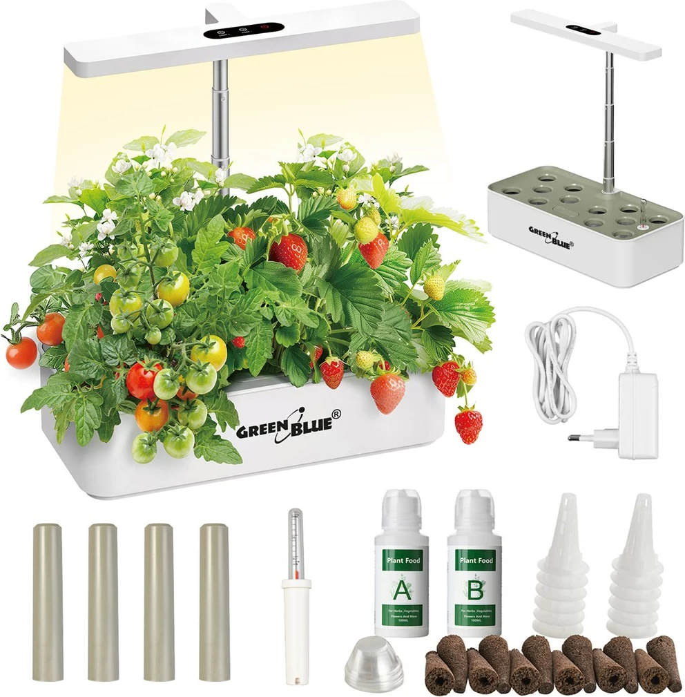 Vazo e mençur GreenBlue GB133 për rritje bimesh, 4L, 12 vende, LED, e bardhë