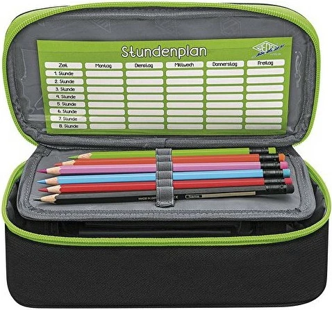 Mbështjellës lapsash WEDO 24243011, poliester, zi/gjelbër, 230mm